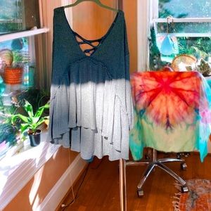 altard state speckled peplum ruffle tunic 🌊